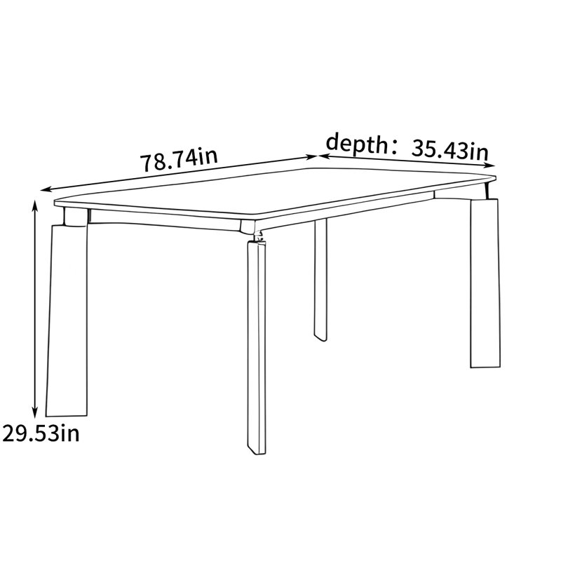 Table de salle à manger moderne, simple et légère de luxe, H 29,53 po x L 78,74 po x l 35,43 po