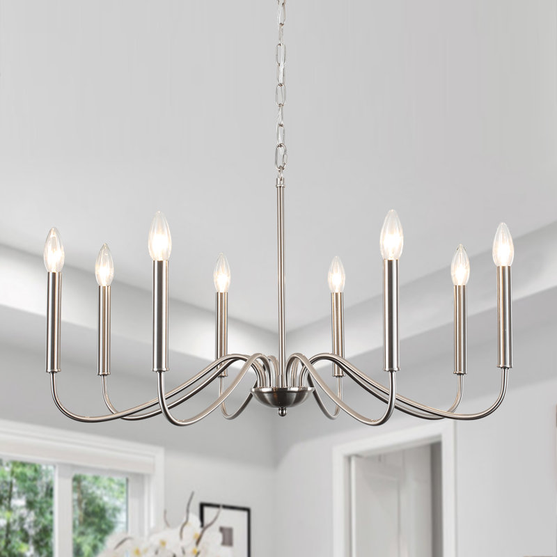 Lustre classique / traditionnel à 8 lumières Brandia, Argenté