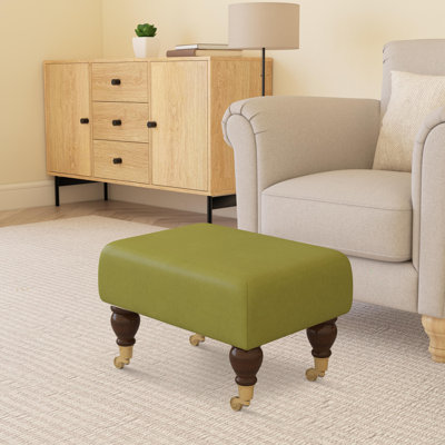 Acierno Mahogany Wood Caster Leg - Faux Leather