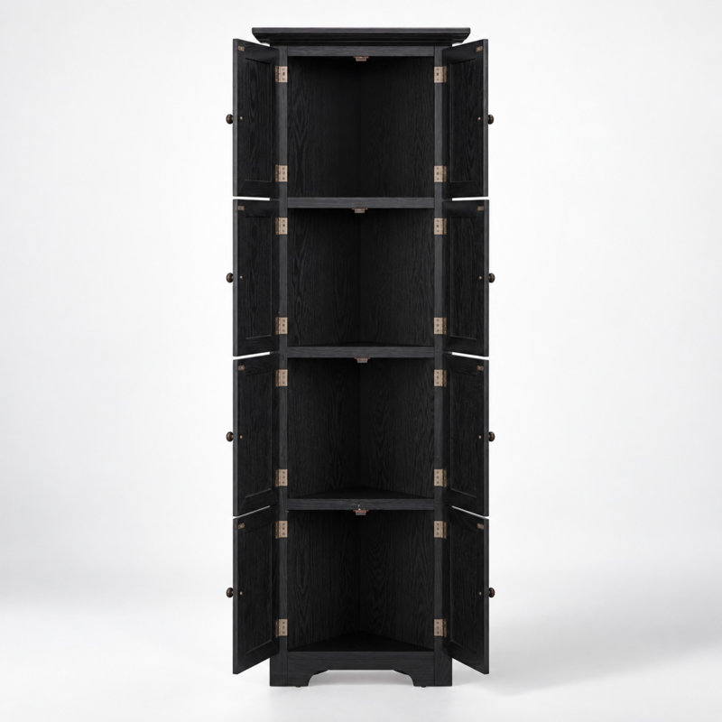 Armoire de rangement d'angle Braveth de 72 po avec fermetures magnétiques et trousse de basculement, Noir