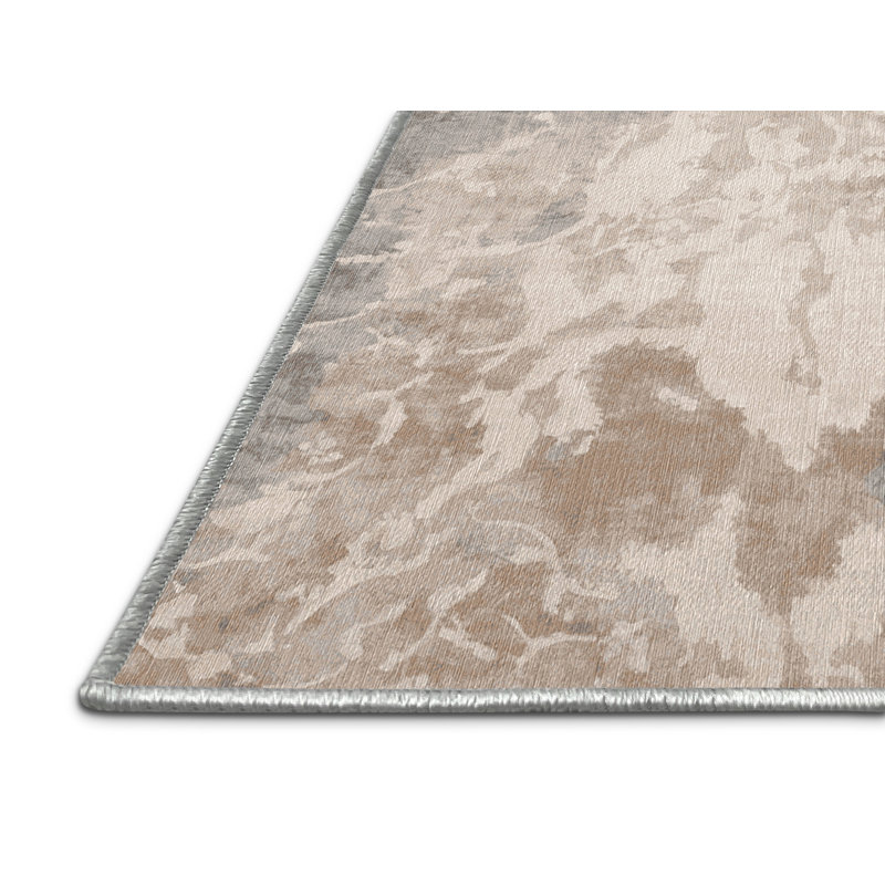 Tapis beige lavable à la machine, Rond 4 pi