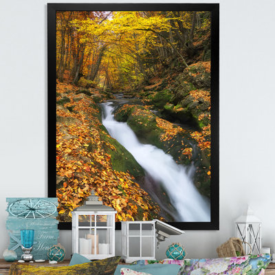 " Waterfall In Autumn Canyon " Painting Print