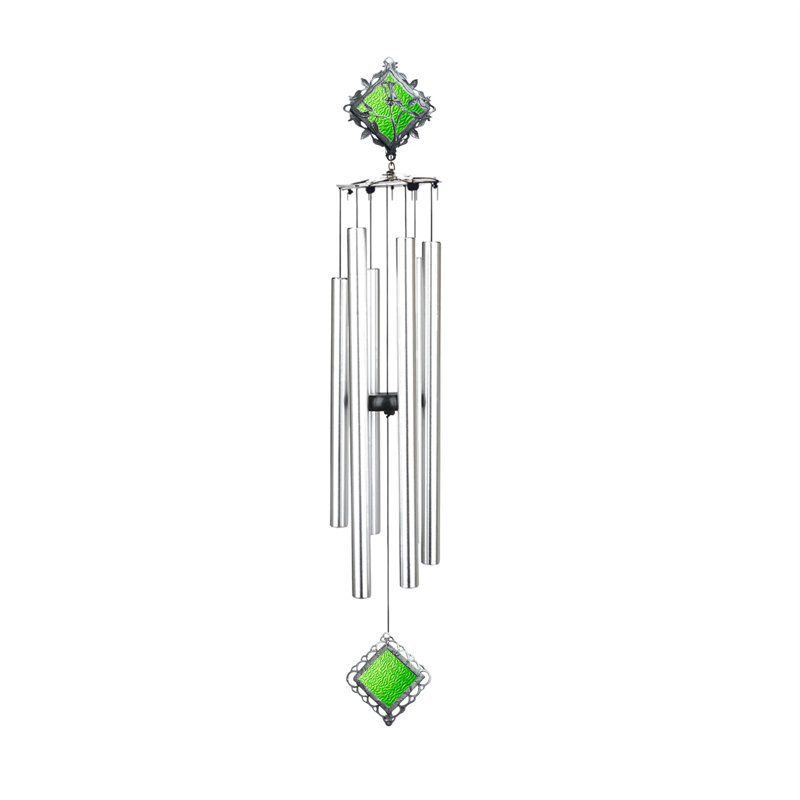 Carillon - Rose teinté 36 po - Tube, Vert / argenté