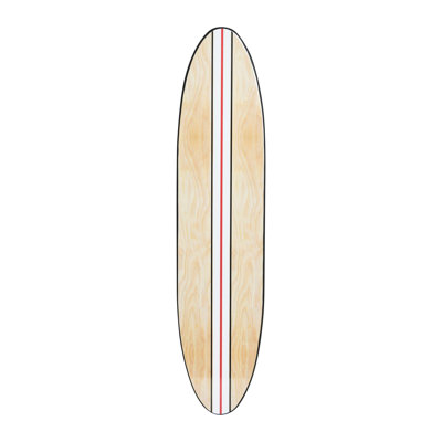 Coastal Decorative Surfboard Wall Decor for Living Room; Contemporary Stripe Design Overlaid On Light Wood