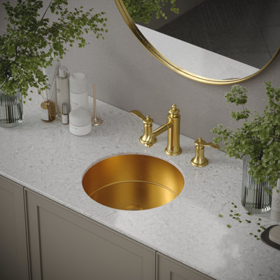 Lavabo de salle de bain circulaire encastrable en acier inoxydable 15,75 po Karran Cinox