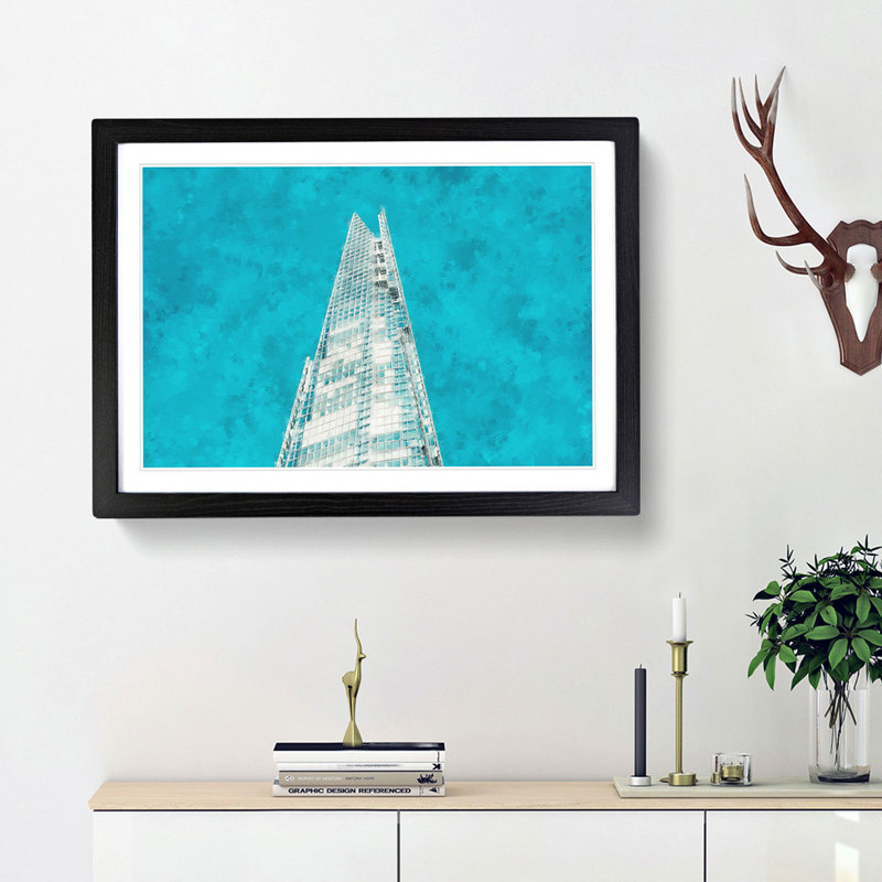The Shard in London England - Picture Frame Painting Print, 24cm H x 33cm W x 2cm D, Black Framed