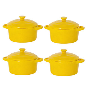 Ceramic Mini Baking Bowl Set With Handles (set Of 4)