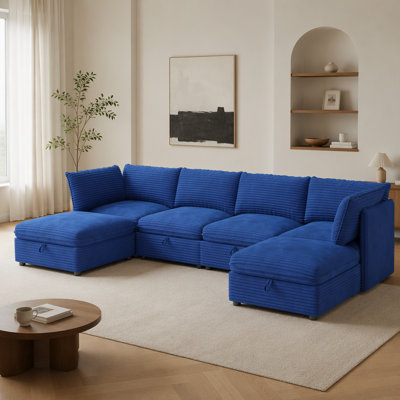 Modular Sectional Sofa, Convertible Sofa Seat With Storage, Sleeper Sectional Sofa Set, Fabric Flexible Modular Combinations for Living Room(6seats)