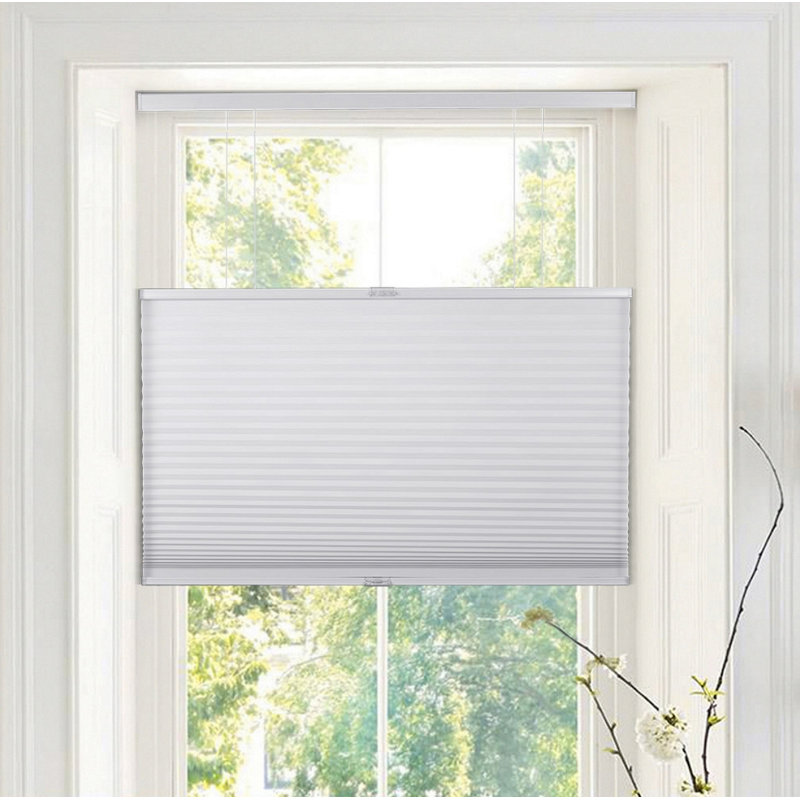 Cordless Semi Sheer Wood Cellular Shade, 26.5"W x 60"H, White