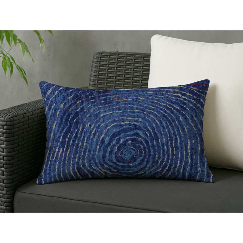 Coussin décoratif intérieur / extérieur gris Modern Modern, Rectangle H 25 po x l 18 po, Gris / bleu / brun abstrait