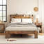 Grand lit plateforme avec cadre de lit en bois, tête de lit à DEL avec rangement et 2 ports USB, silencieux, sans sommier, grand rangement sous le lit, brun foncé-370830235