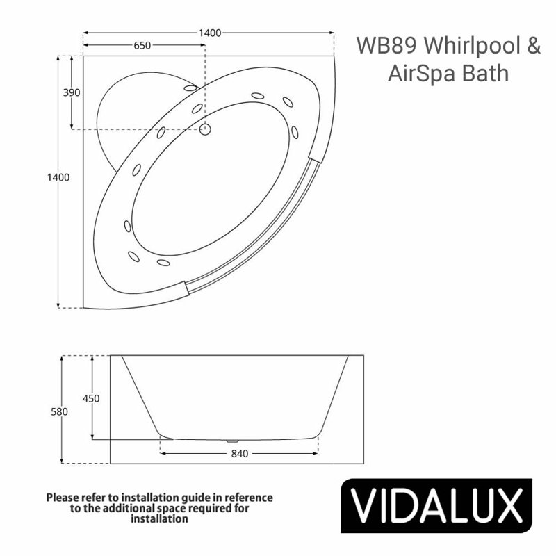 1400mm x 700mm Freestanding Acrylic Bathtub