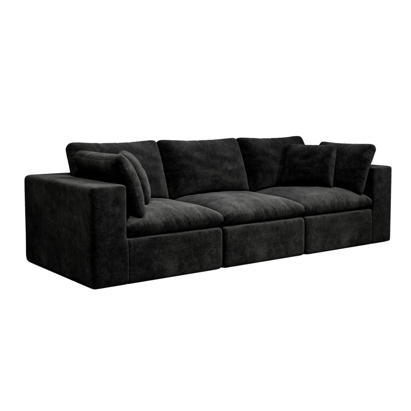 108.3*39.4"Modular Sectional Sofa Seat, Black Corduroy