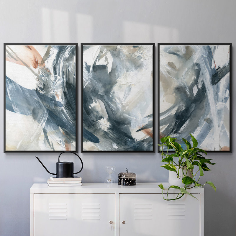 Hypnotic Array - Multi Piece Framed Canvas, 24" H x 48" W x 2" D, Black