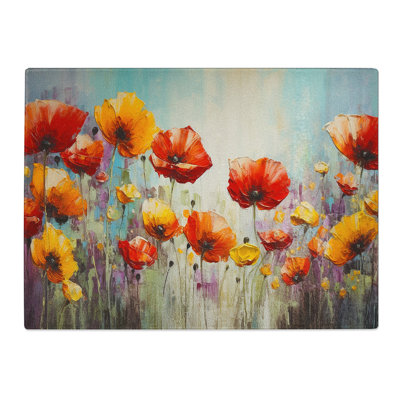 Poppy Flower Abstract No.2  Glass Chopping Board