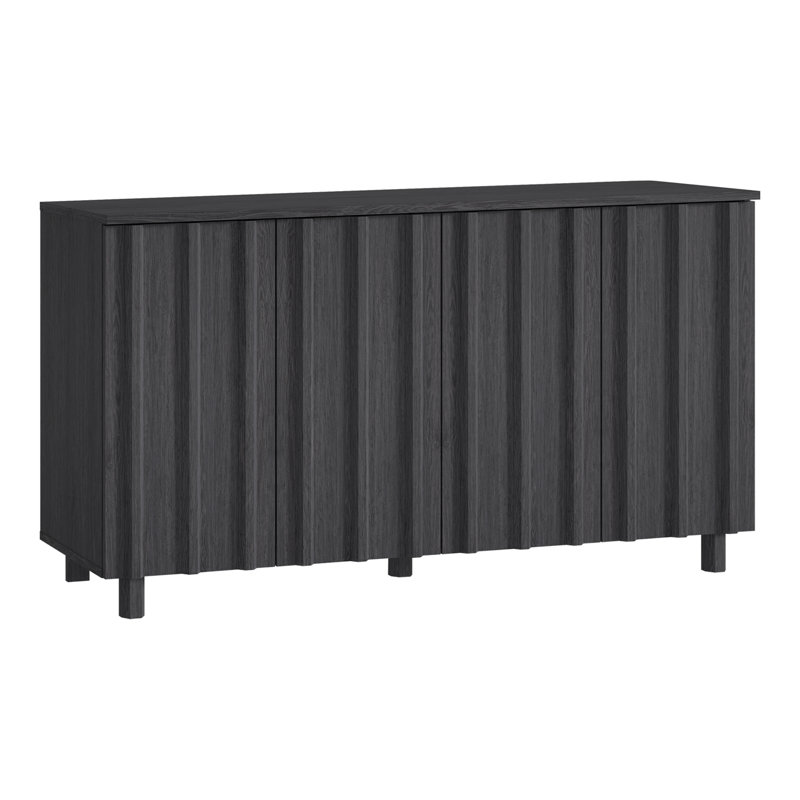 59'' Wide Sideboard Cabinet with fluted Doors, Buffet Cabinet with Adjustable Shelves and Storage for Dining Room, Kitchen & Living Room