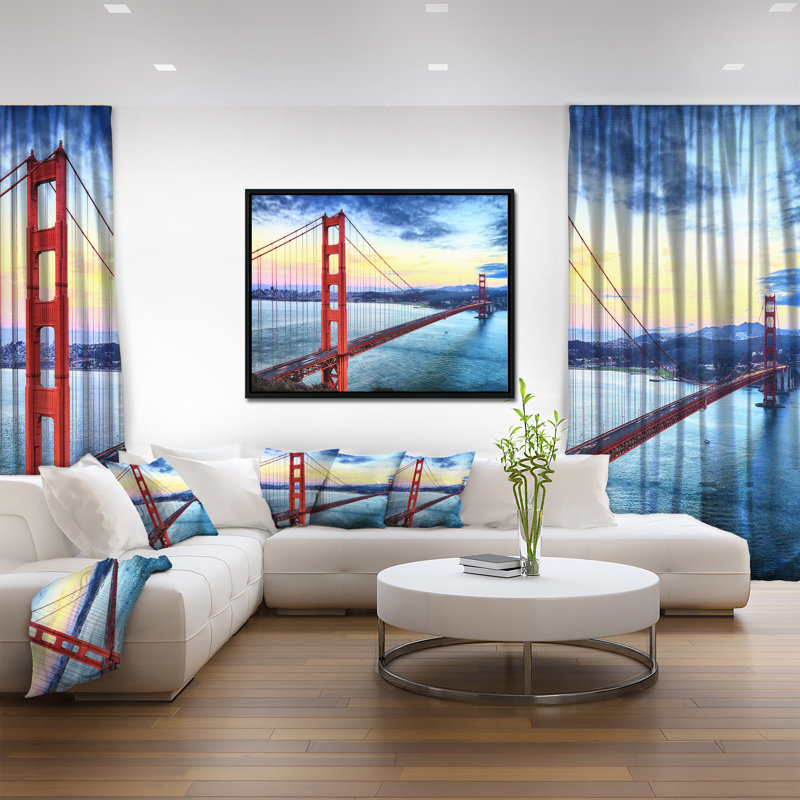 Golden Gate Bridge In San Francisco - Print, 30" H x 40" W x 1.5" D, Floater Framed Canvas