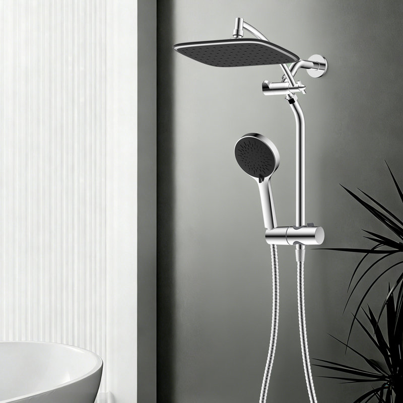 Pomme de douche double combinée avec pomme de douche à pluie haute pression de 10 pouces et douche à main, Chrome chrome
