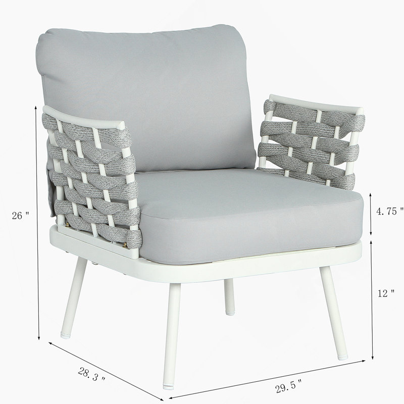 Ensemble de 2 fauteuils club en acier, blanc cassé et gris, Grey, Off-White