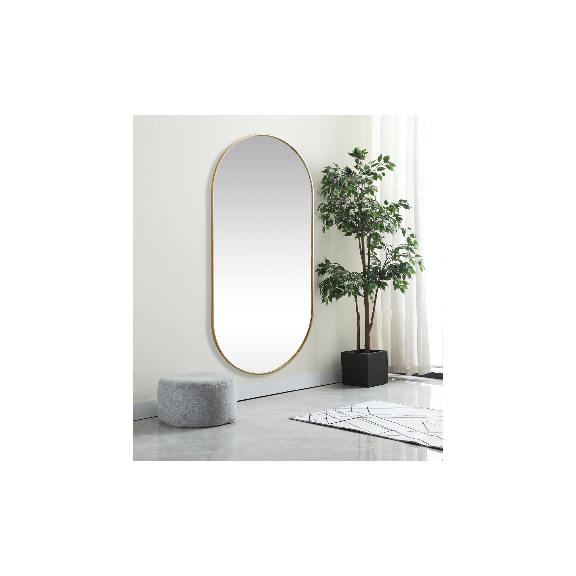 Elington Metal Oval Mirror, 72"  x 36" , Brass