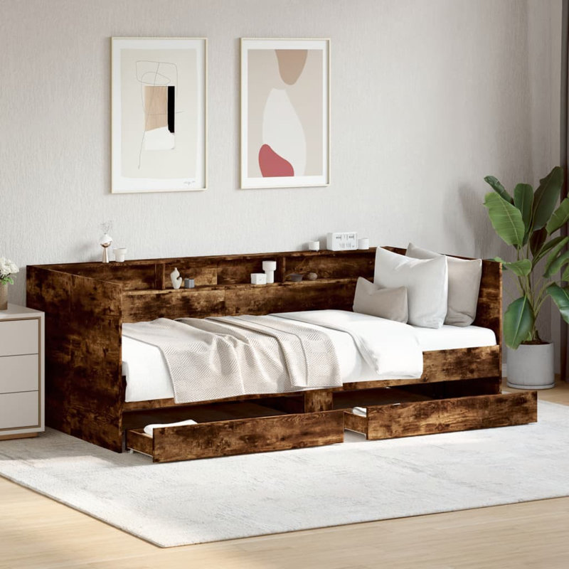 Patrocinio Daybed With Drawers, Small Single (2'6), Smoked Oak