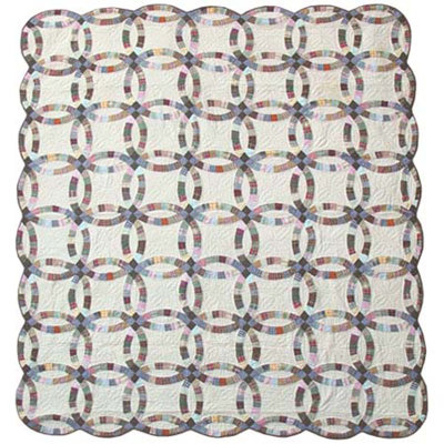 Country Wedding Ring Farmhouse / Country Cotton Geometric Shapes Quilt