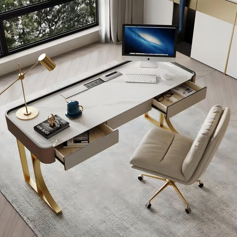 55.12" Rectangular Sintered Stone Desktop Desk