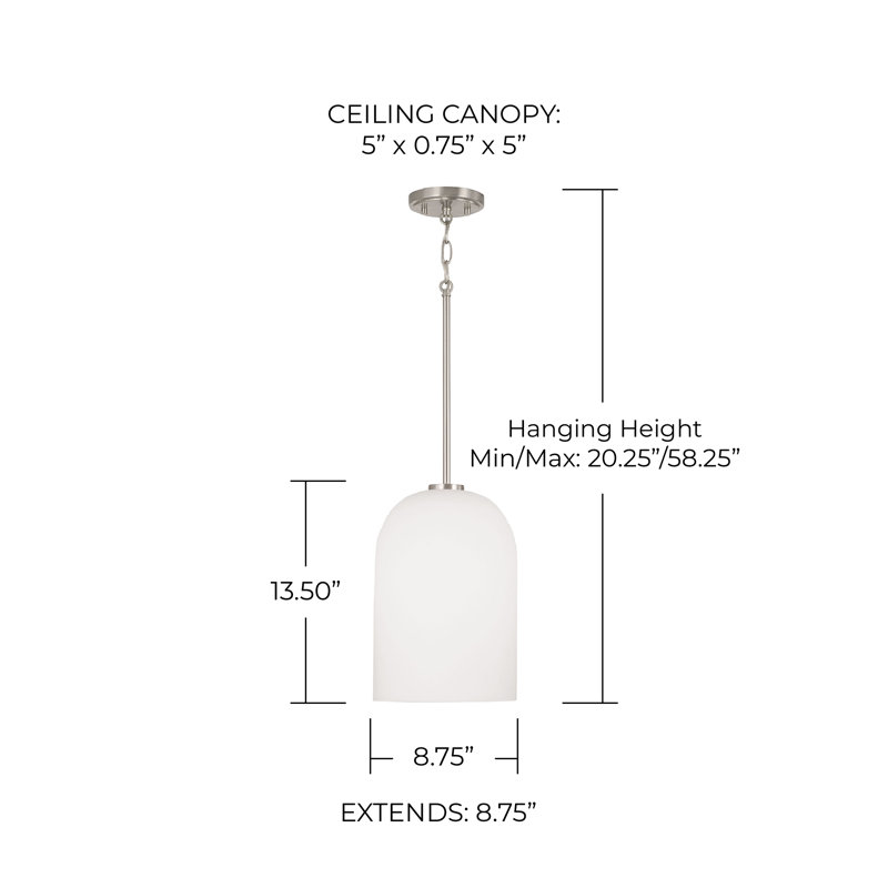 1 - Light Dome Pendant, Brushed/Satin Nickel