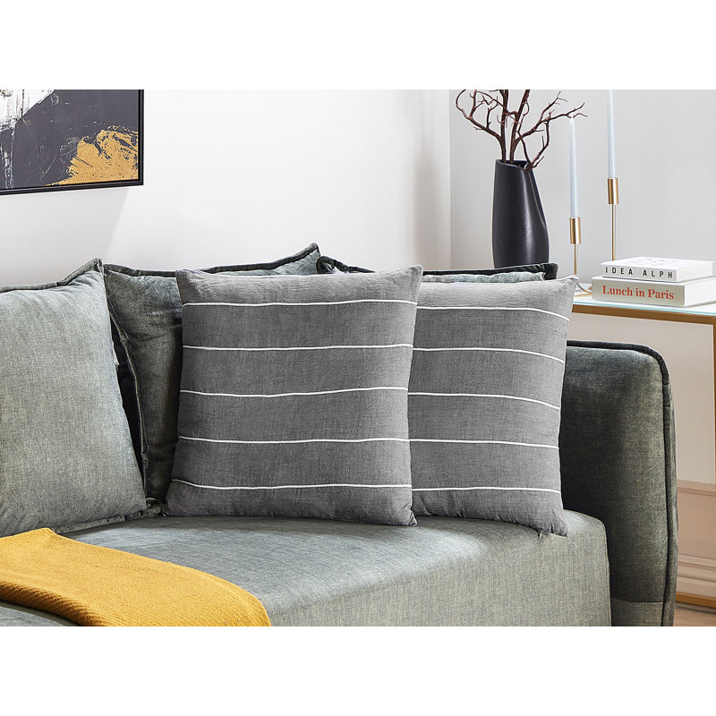 Berklie Striped Square Cushion, Grey