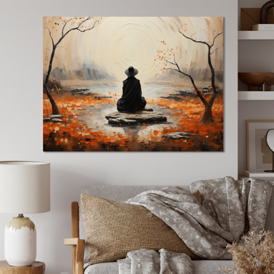 " Orange Gray Meditation Zen Garden Pointillism "