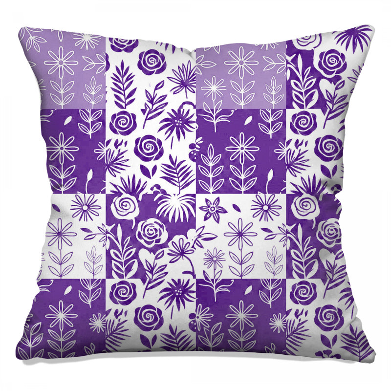 Coussins décoratifs mauves à motif floral, 18 x 18 pouces