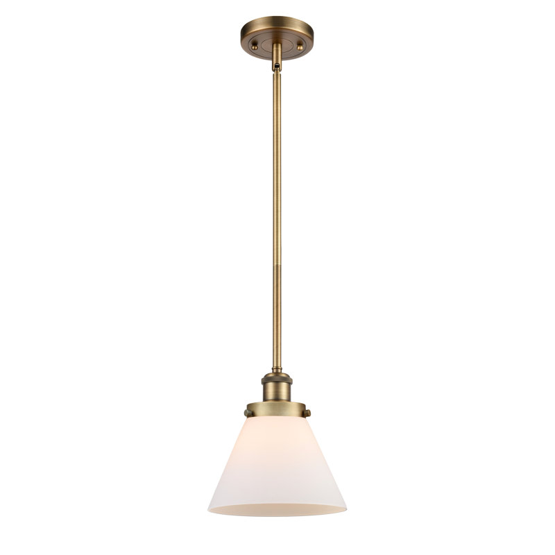 Mini-luminaire suspendu 8 "Ballston Urban Cone - 1 lumière, Blanc mat, Laiton brossé, DEL