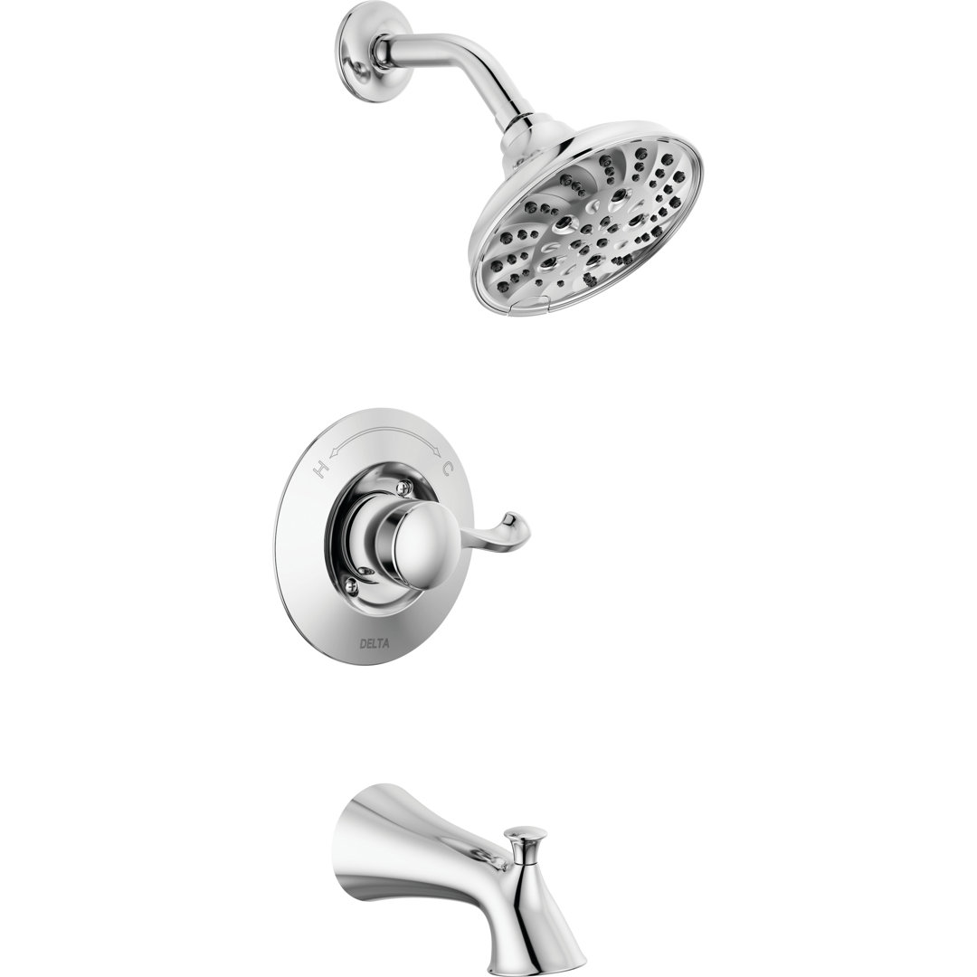 Esato Tub and Shower Faucet with Rough-in Valve and H2Okinetic Technology Delta 
