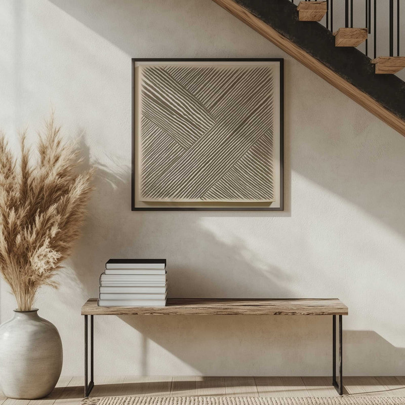 Illusion linéaire moderne III, Cadre simple en chrome poli poli, H 13,75 po x l 13,75 po