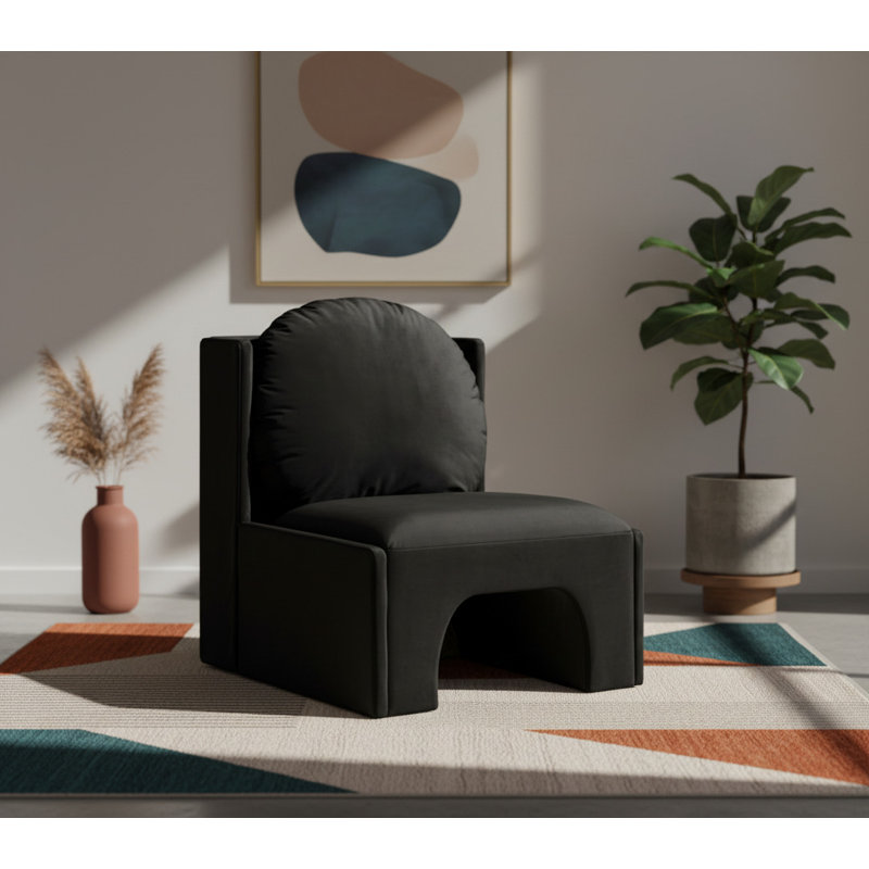 Fauteuil d'appoint en velours Castner, Velours noir