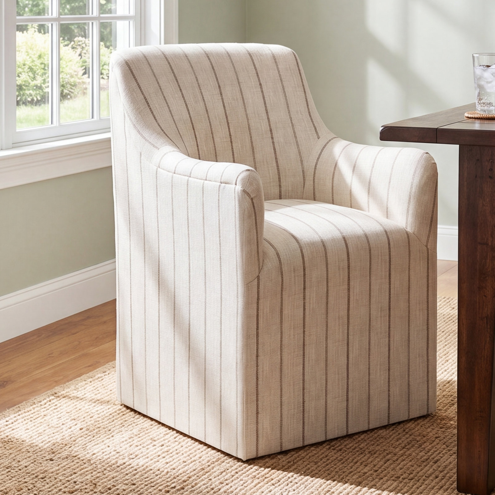 Howth Dining Armchair, Fritz Charcoal Stripe