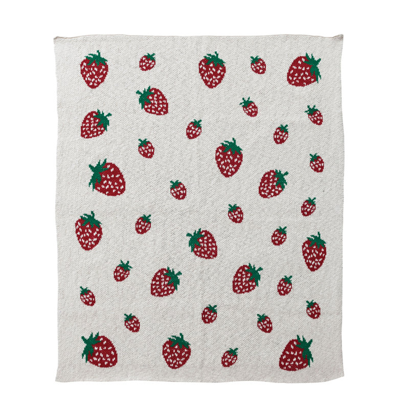Couverture pour bébé en tricot de coton avec motif fraise