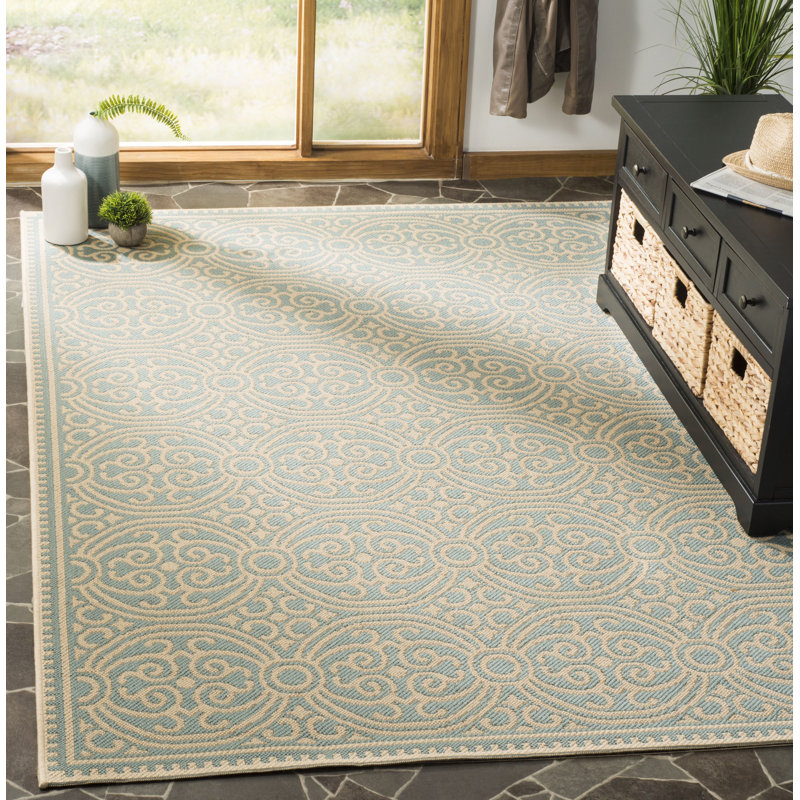 Burnell Performance Ikat Indoor/Outdoor Area Rug, Rectangle 5'3" x 7'6"