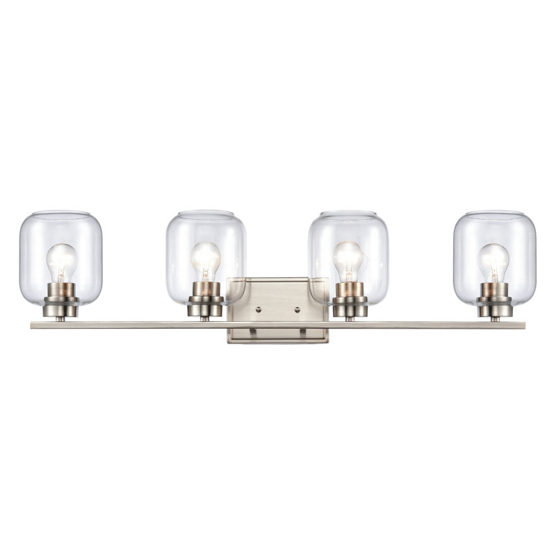 Satin Nickel 4-Light Wall Sconce with Clear Glass