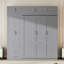 Grand lit escamotable mural avec armoire supérieure, tablettes et garde-robe, lit pliable peu encombrant-1762668105