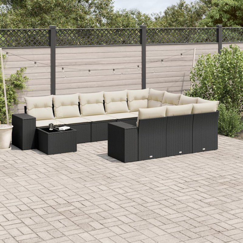 Ensemble de canapé de jardin en rotin PE Vidaxl grand résistant aux rayons UV
