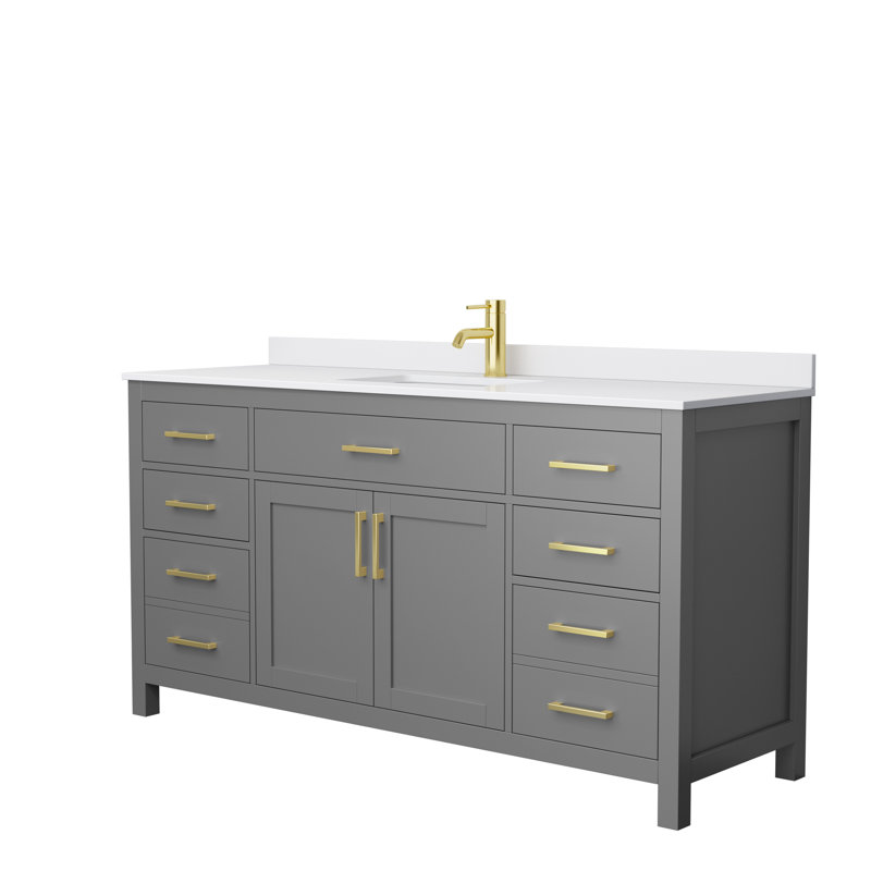 Beckett 66" Gray Freestanding Single Bathroom Vanity with Cultured Marble Top