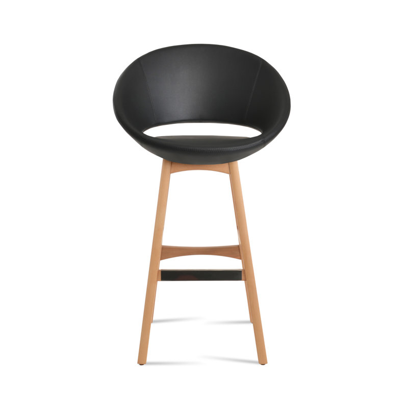 Short et tabouret de bar, Tabouret de bar (siège d'une hauteur de 28 po), Similicuir noir, Naturel