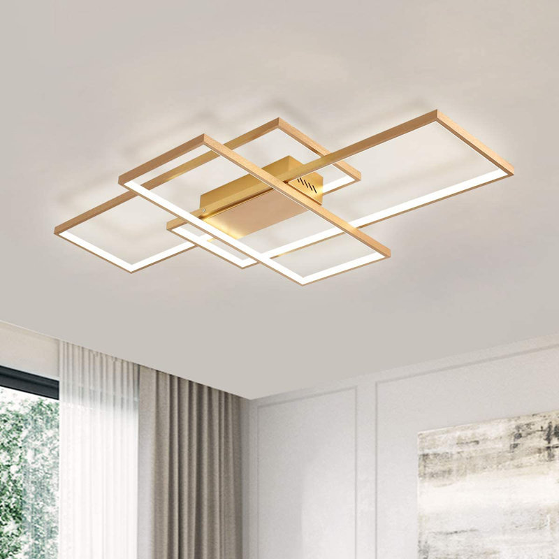 Arlyn 3 - Light Rectangle Acrylic LED Flush Mount, Gold, 8cm H x 90cm W x 50cm D