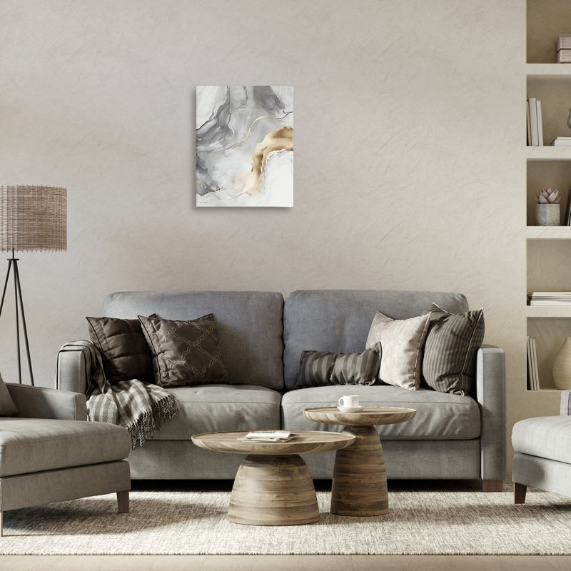 Art mural marbré gris et glam sur toile par Seven Trees Design, H 20 po x l 16 po x P 1,5 po