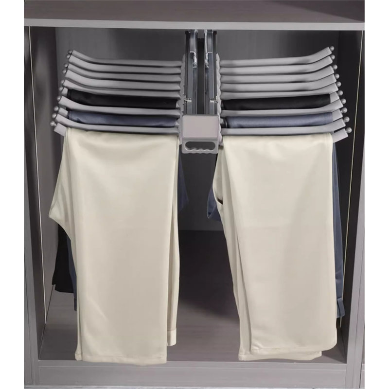 Support à pantalons coulissant à double rangée Maxhold, Gris