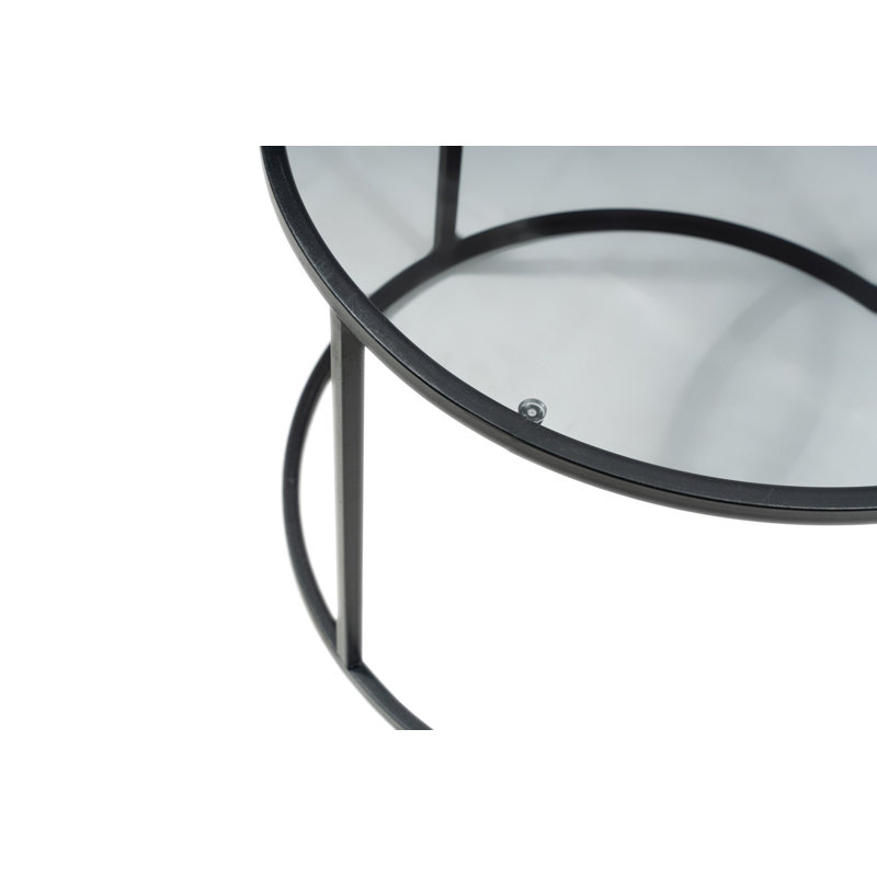 Modern Industrial Coffee Table, Black, 23.6 x 16.9 x 23.6 inches | 100% Tempered Glass Top (0.16 inches Thick) & 100% Metal Frame | Stylish & Durable Design, Perfect for Living Room & Contemporary Spaces