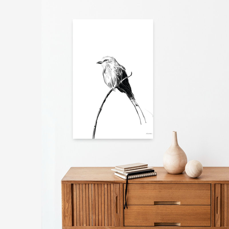 Perché, oiseau contemporain abstrait, art animalier, H 24 po x l 16 po