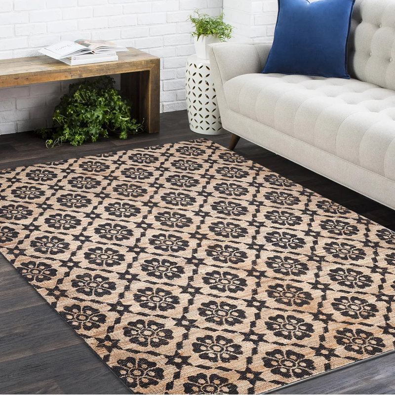 Edith Geometric Area Rug in Black/Brown, Rectangle 8' x 10'
