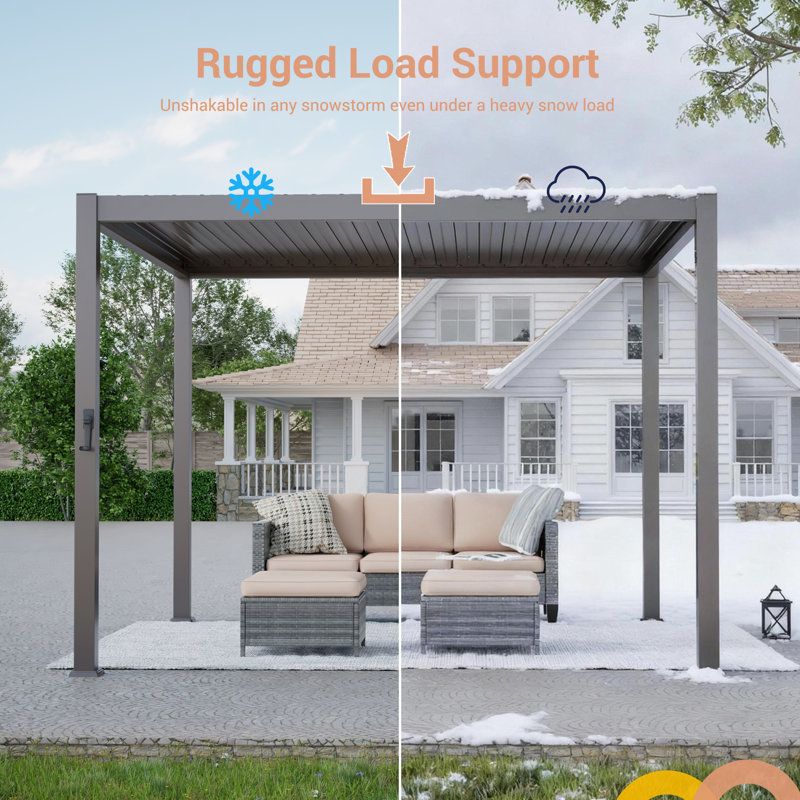 Pergola d'extérieur avec toit réglable de 0 à 90 degrés, Pergola à persiennes en aluminium et système de drainage, Pavillon de jardin pour patio, terrasse, porche